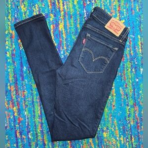Levi's 711‎ Skinny Dark Blue Denim Jeans Size 25 Like New Condition